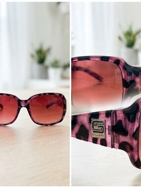 SUNCLOUD Pink Leopard Frame Gradient Pink Lenses Sunglasses Polarized.